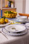 Hermia Juego de Cena de Porcelana de 26 Piezas en Blanco, Amarillo y Azul